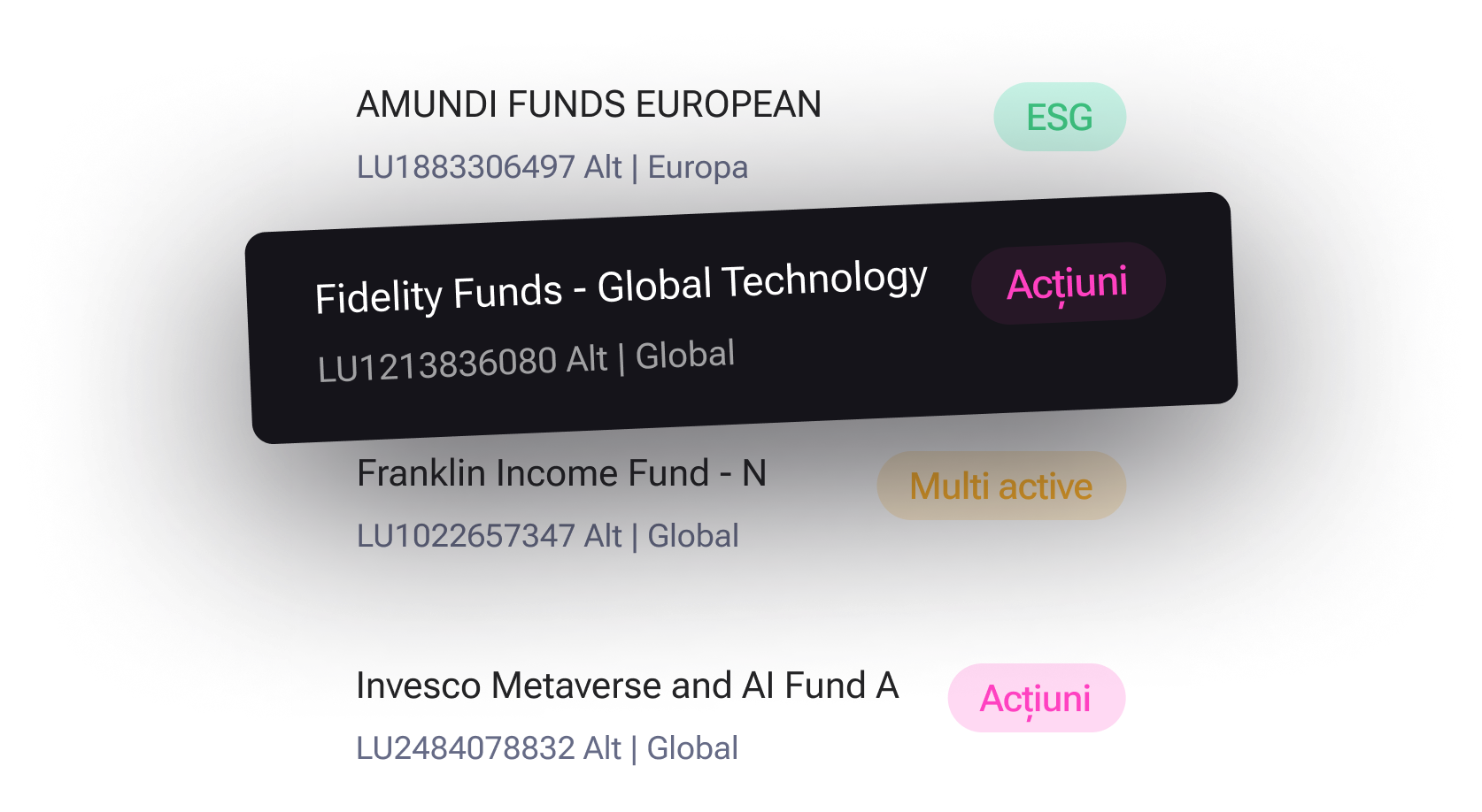Wide range of funds